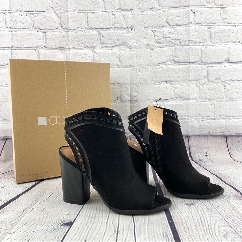 Dolcetta black open toed booties size 8